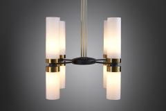 Mid Century Dutch Chandelier with Opal Glass Shades The Netherlands 1960s - 1913541