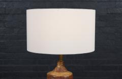Mid Century Earthy Glazed Table Lamps w Abstract Relief Design - 4196482
