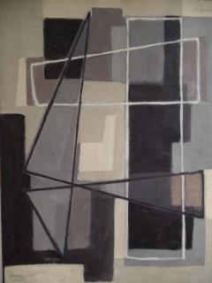 Mid Century Ecole de Paris Abstraction Symphony in Grey by Ferenc Varga 1957 - 1819515