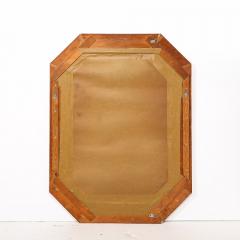 Mid Century Elongated Octagonal Smoked Antiqued Gold Vein Mirror w Gilt Wood - 3861501