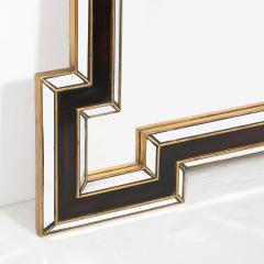 Mid Century Etruscan Key Form Segmented Umber Lacquered Giltwood Lined Mirror - 4826934