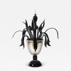 Mid Century Expansive Leaf Form Handblown Murano Glass 24kt Gold Fleck Uplight - 4720103