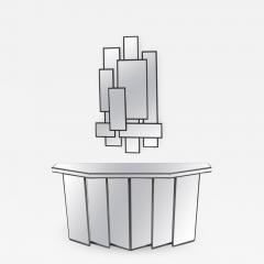 Mid Century Faceted Console with Cubist Mirror - 1262604