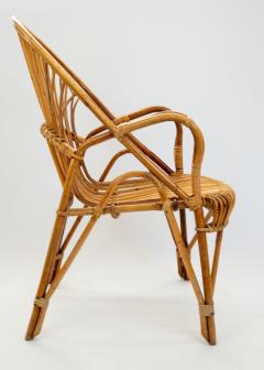 Mid Century Fan Back Rattan Chair in the Manner of Franco Albini - 4501710