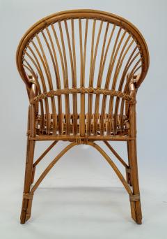 Mid Century Fan Back Rattan Chair in the Manner of Franco Albini - 4501713