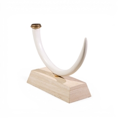 Mid Century Faux Elephant Tusk Brass and Travertine Console Table - 4747253