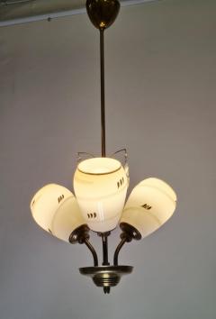 Mid Century Finnish Design Lamp in Brass Hand Painted Glass and Crystals 1950s - 3950975