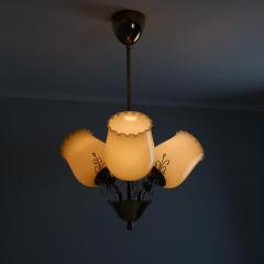 Mid Century Finnish Design Lamp in Brass and Beige Opaline Glass 1950s - 4266731