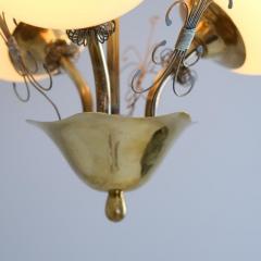 Mid Century Finnish Design Lamp in Brass and Beige Opaline Glass 1950s - 4266733