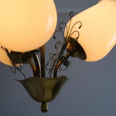 Mid Century Finnish Design Lamp in Brass and Beige Opaline Glass 1950s - 4266734