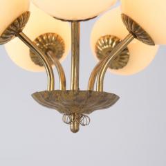 Mid Century Finnish Design Lamp in Brass and Beige Opaline Glass 1950s - 4360232