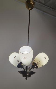 Mid Century Finnish Design Lamp in Brass and Hand Painted Glass 1950s - 3951072