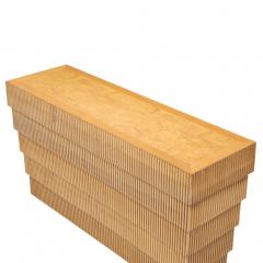 Mid Century Fluted Oak and Burlwood Console Table - 4314757