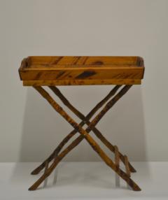 Mid Century Folding Bamboo Tray Table - 1277136