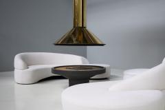 Mid Century Freestanding Brass Fireplace France 1975 - 4346790