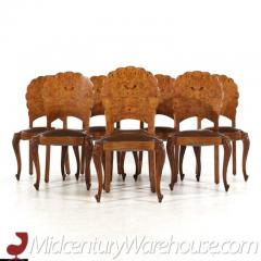 Mid Century French Burlwood Dining Chairs Set of 8 - 3513725