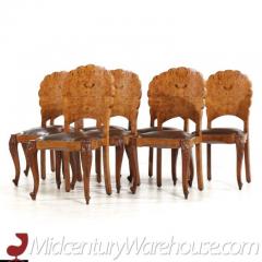 Mid Century French Burlwood Dining Chairs Set of 8 - 3513783
