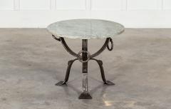 Mid Century French Green Marble Iron Side Table - 2989586