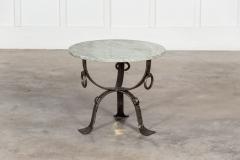 Mid Century French Green Marble Iron Side Table - 2989588