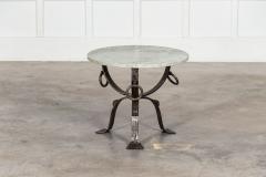 Mid Century French Green Marble Iron Side Table - 2989593