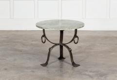 Mid Century French Green Marble Iron Side Table - 2989595