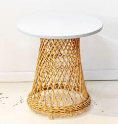 Mid Century French Pair of Wicker Chairs with Side Table - 2788060