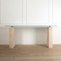 Mid Century French Travertine Console Table - 4138620