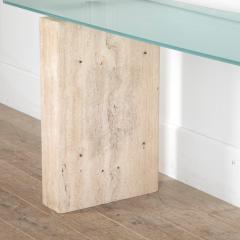 Mid Century French Travertine Console Table - 4138621