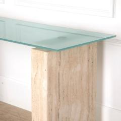 Mid Century French Travertine Console Table - 4138622