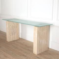 Mid Century French Travertine Console Table - 4138623