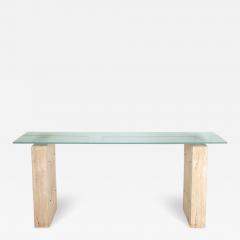 Mid Century French Travertine Console Table - 4138647