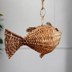 Mid Century French Wicker Fish Ceiling Light 1  - 4149124
