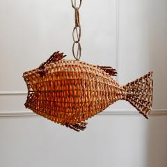 Mid Century French Wicker Fish Ceiling Light 1  - 4149129