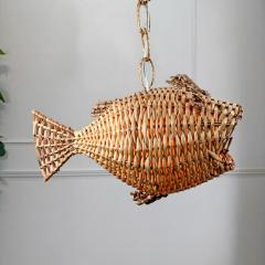 Mid Century French Wicker Fish Ceiling Light 1  - 4149131