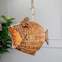 Mid Century French Wicker Fish Ceiling Light 1  - 4149133