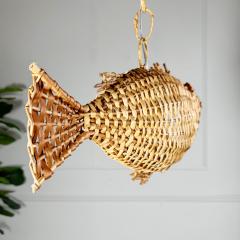 Mid Century French Wicker Fish Ceiling Light 2  - 4149139