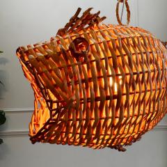 Mid Century French Wicker Fish Ceiling Light 2  - 4149140