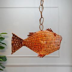 Mid Century French Wicker Fish Ceiling Light 2  - 4149142