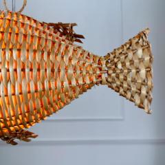 Mid Century French Wicker Fish Ceiling Light 2  - 4149143