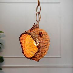 Mid Century French Wicker Fish Ceiling Light 2  - 4149145