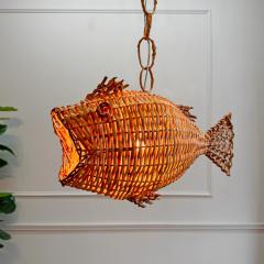 Mid Century French Wicker Fish Ceiling Light 2  - 4149146