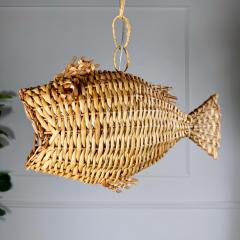 Mid Century French Wicker Fish Ceiling Light 2  - 4149147