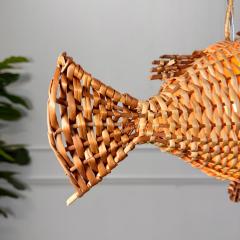 Mid Century French Wicker Fish Ceiling Light 3  - 4149156