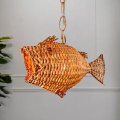 Mid Century French Wicker Fish Ceiling Light 3  - 4149157