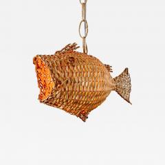 Mid Century French Wicker Fish Ceiling Light 3  - 4176933