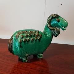 Mid Century French glazed ceramic ram attributed to Primavera - 3147299