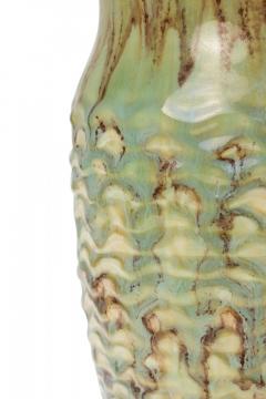 Mid Century German Light Green and Brown Drip Glazed Ceramic Vase - 4673097