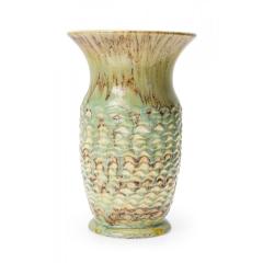 Mid Century German Light Green and Brown Drip Glazed Ceramic Vase - 4720794