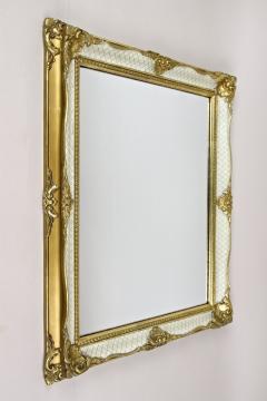 Mid Century Gilt White Venetian Wall Mirror Rococo Style Italy ca 1950 - 4806494