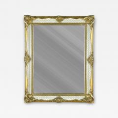 Mid Century Gilt White Venetian Wall Mirror Rococo Style Italy ca 1950 - 4811430